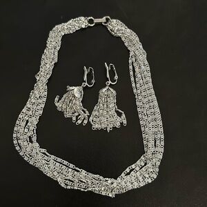"Vintage Sarah Coventry Silvery Cascade Necklace with earrings